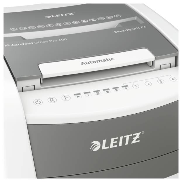 Leitz IQ Autofeed Office Pro 600 P4 Aktenvernichter 600 Blatt Partikelschnitt 4 x 36mm P-4 110l Vernichtet auch Büroklammern