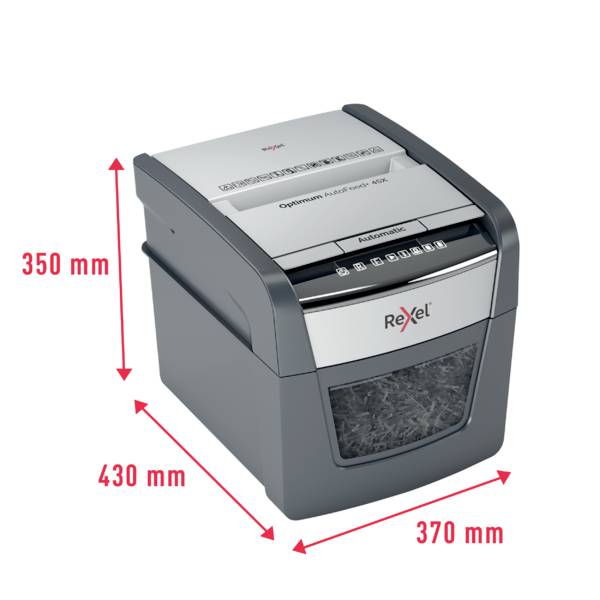 Rexel Optimum AutoFeed 45X Aktenvernichter 45 Blatt Mikroschnitt 4 x 28mm P-4 20l Vernichtet auch Büroklammern, Heftklammern