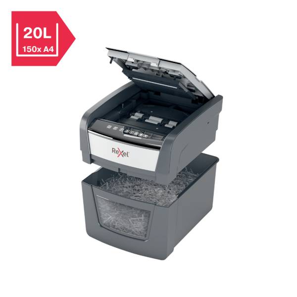 Rexel Optimum AutoFeed 45X Aktenvernichter 45 Blatt Mikroschnitt 4 x 28mm P-4 20l Vernichtet auch Büroklammern, Heftklammern