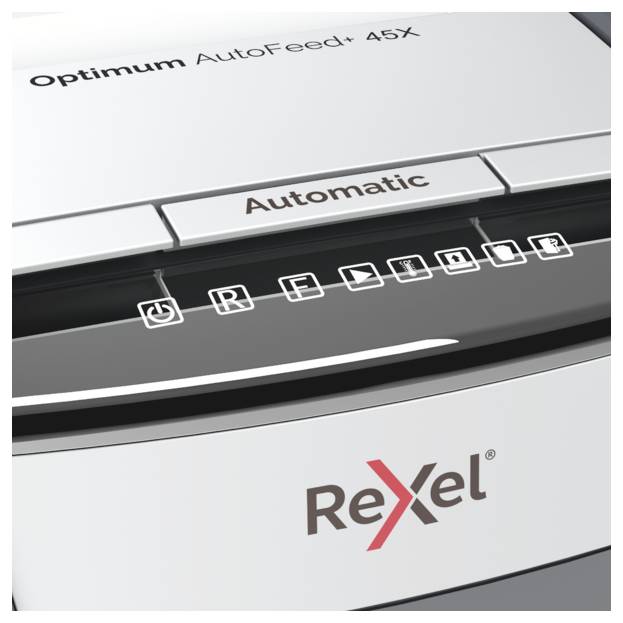 Rexel Optimum AutoFeed 45X Aktenvernichter 45 Blatt Mikroschnitt 4 x 28mm P-4 20l Vernichtet auch Büroklammern, Heftklammern