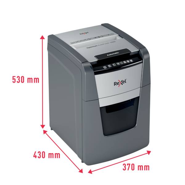 Rexel Optimum AutoFeed+ 100M Aktenvernichter 100 Blatt Mikroschnitt 2 x 15 mm P-5 34 l Vernichtet auch Büroklammern, Heftklammern, Kreditkarte