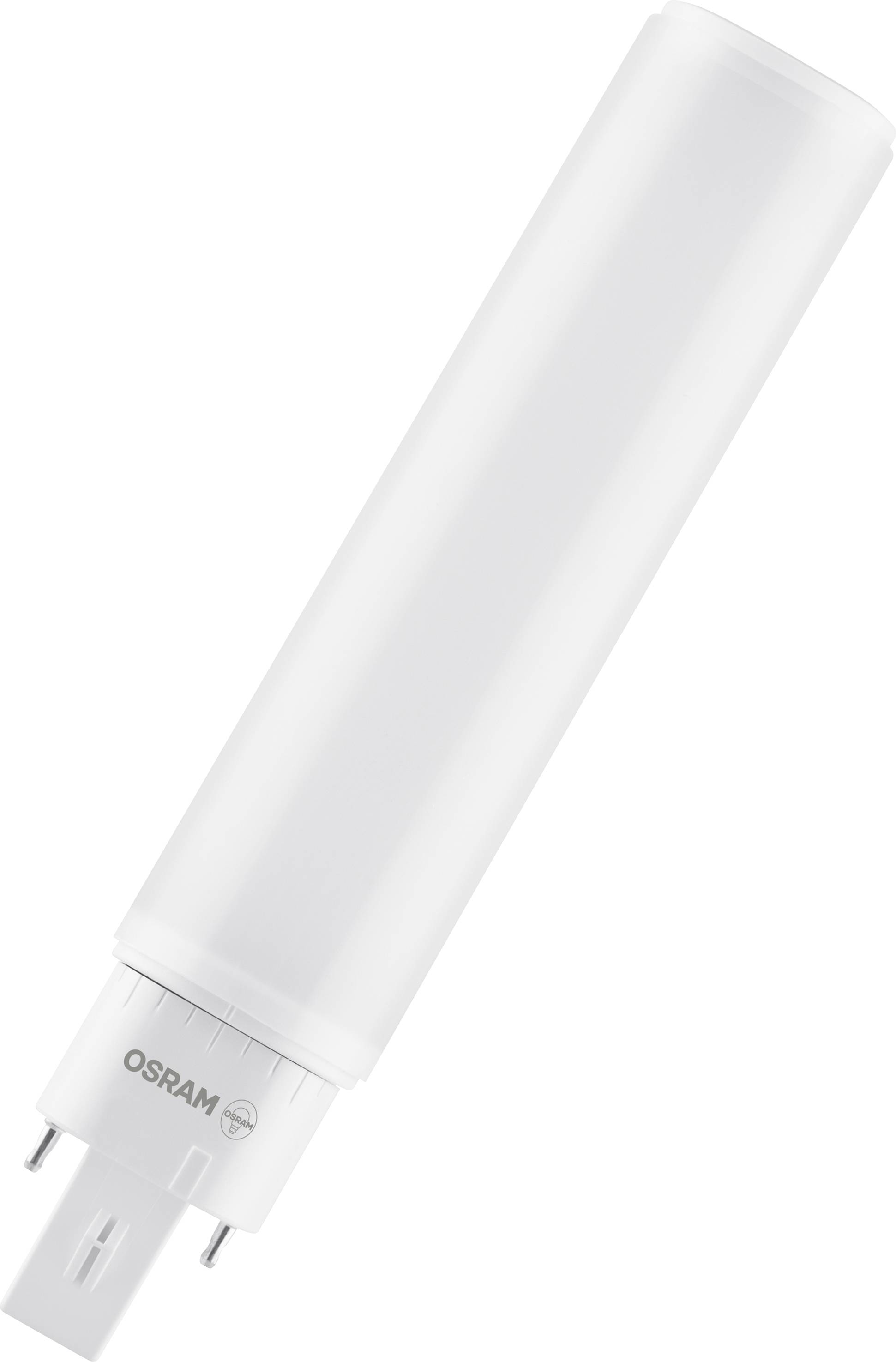 Eine weiße, längliche LED-Lampe von Osram mit zwei Stiften am Ende, geeignet für energiesparende Beleuchtungsanwendungen.
