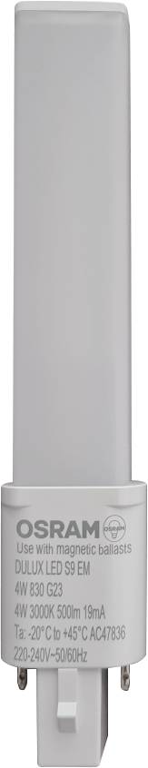 OSRAM HOMELIGHTING 4058075557994 LED EEK E (A - G) G23 4 W = 9 W Warmweiß (Ø x L) 32.3 mm x 165 mm