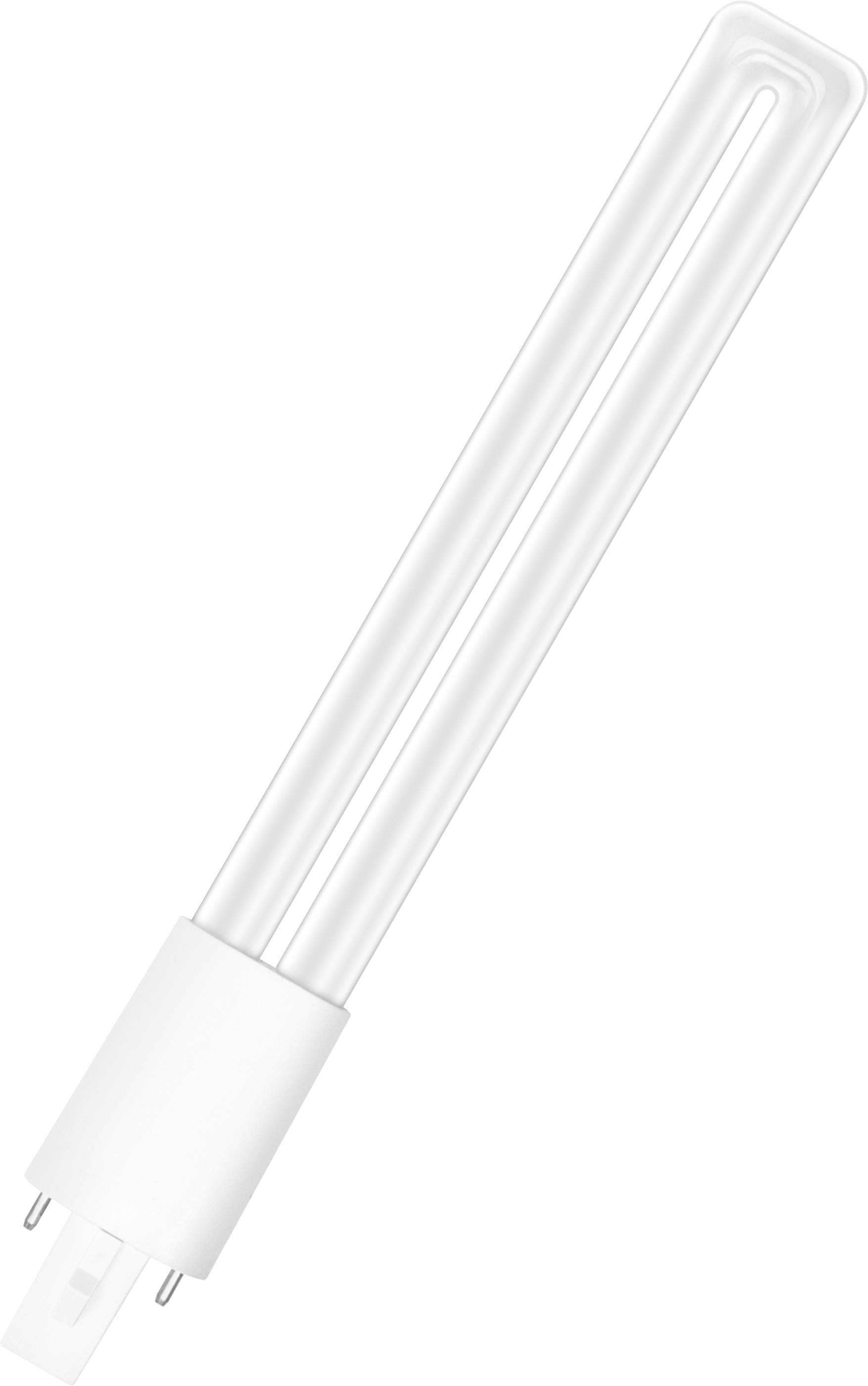 Eine lange, weiße Energiesparlampe mit einer G-sockel Fassung, die für Beleuchtung verwendet wird.