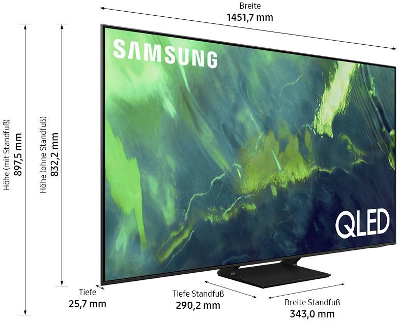 Samsung GQ65Q70A QLED-TV 163 cm 65 Zoll EEK F (A - G) DVB-T2, DVB-C, DVB-S2, UHD, Smart TV, WLAN, PVR ready, CI+ Titan-Grau
