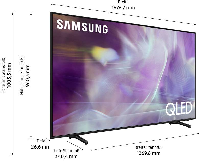 Samsung GQ75Q60A QLED-TV 189 cm 75 Zoll EEK E (A - G) DVB-T2, DVB-C, DVB-S2, UHD, Smart TV, WLAN, PVR ready, CI+ Schwarz