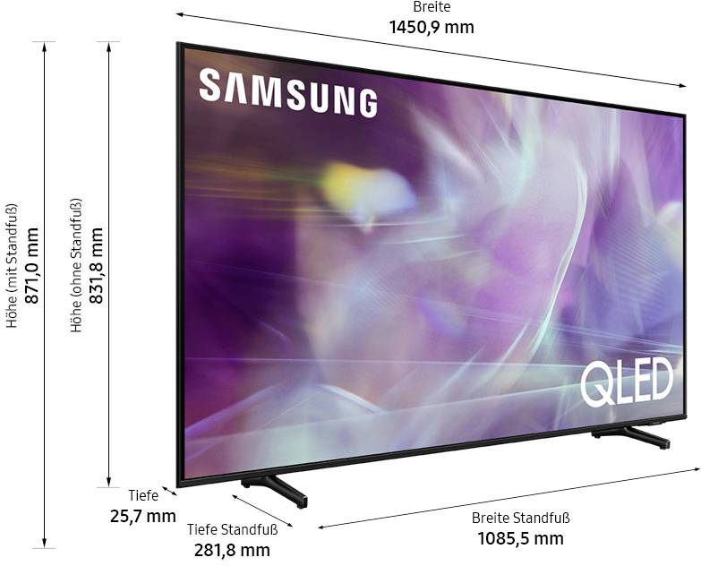 Samsung GQ65Q60A QLED-TV 163 cm 65 Zoll EEK F (A - G) DVB-T2, DVB-C, DVB-S2, UHD, Smart TV, WLAN, PVR ready, CI+ Schwarz