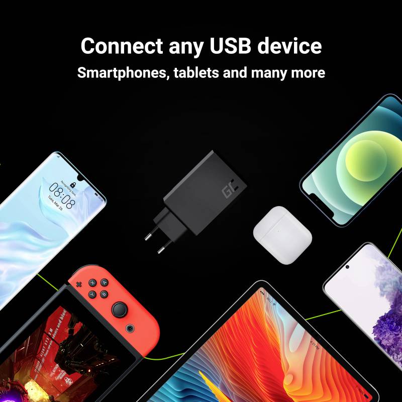 Green Cell ChargeSource 3 USB Ladegerät 30 W USB Schwarz Steckdose