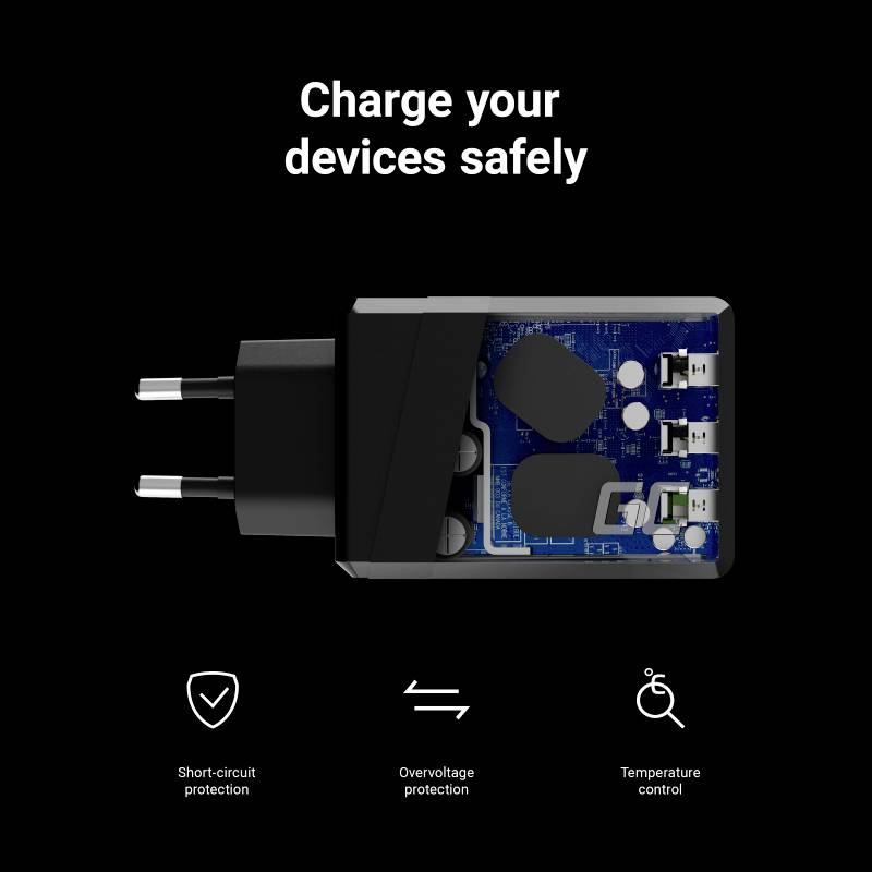 Green Cell ChargeSource 3 USB Ladegerät 30 W USB Schwarz Steckdose