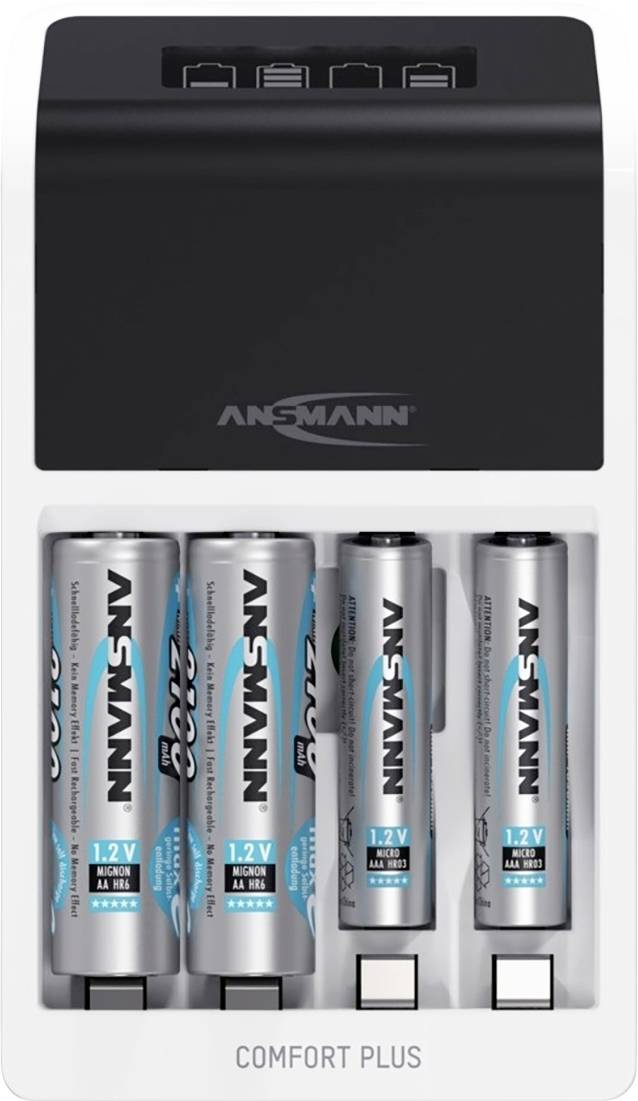 Ansmann Comfort Plus Rundzellen-Ladegerät NiMH Micro (AAA), Mignon (AA), 9 V Block