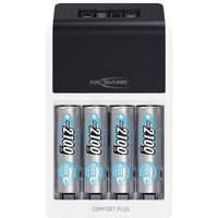 Ansmann Comfort Plus Rundzellen-Ladegerät NiMH Micro (AAA), Mignon (AA), 9V Block Ansmann Comfort Plus Rundzellen-Ladegerät NiMH Micro (AAA), Mignon (AA), 9V Block