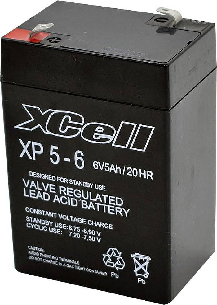 XCell XP 5 - 6 XCEXP56 Bleiakku 6 V 5 Ah Blei-Vlies (AGM) (B x H x T) 70 x 107 x 47 mm Flachstecker