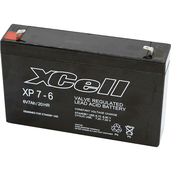 XCell XP 7 - 6 XCEXP76 Bleiakku 6V Blei-Vlies (AGM) (B x H x T) 151 x 100 x 34mm Flachstecker 4.8 mm, Flachstecker 6.35mm
