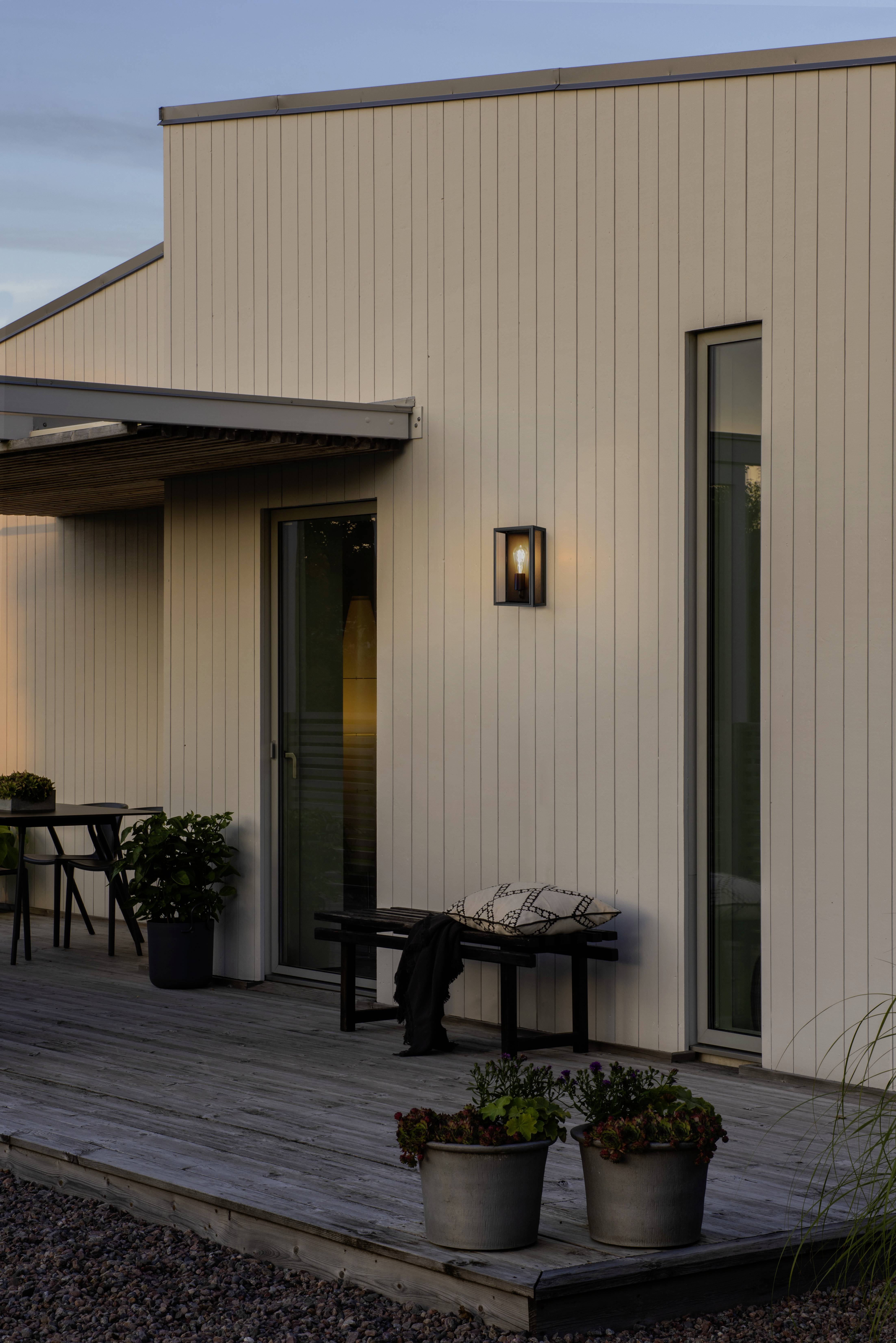 Konstsmide Carpi 7347-750 Außenwandleuchte, Wandleuchte Energiesparlampe, Glühlampe, LED E27 Schwarz