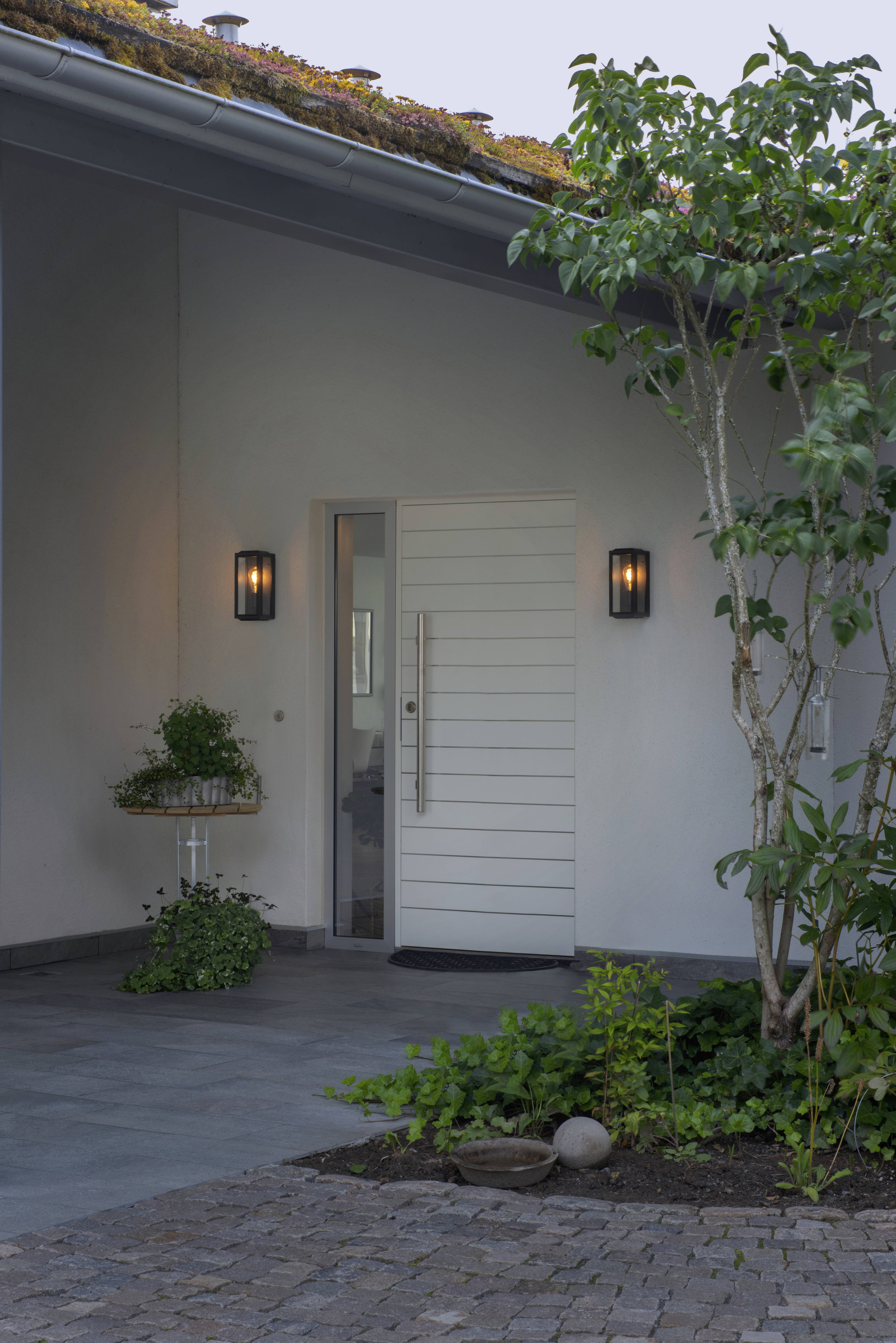 Konstsmide Carpi 7348-750 Außenwandleuchte, Wandleuchte Energiesparlampe, Glühlampe, LED E27 Schwarz