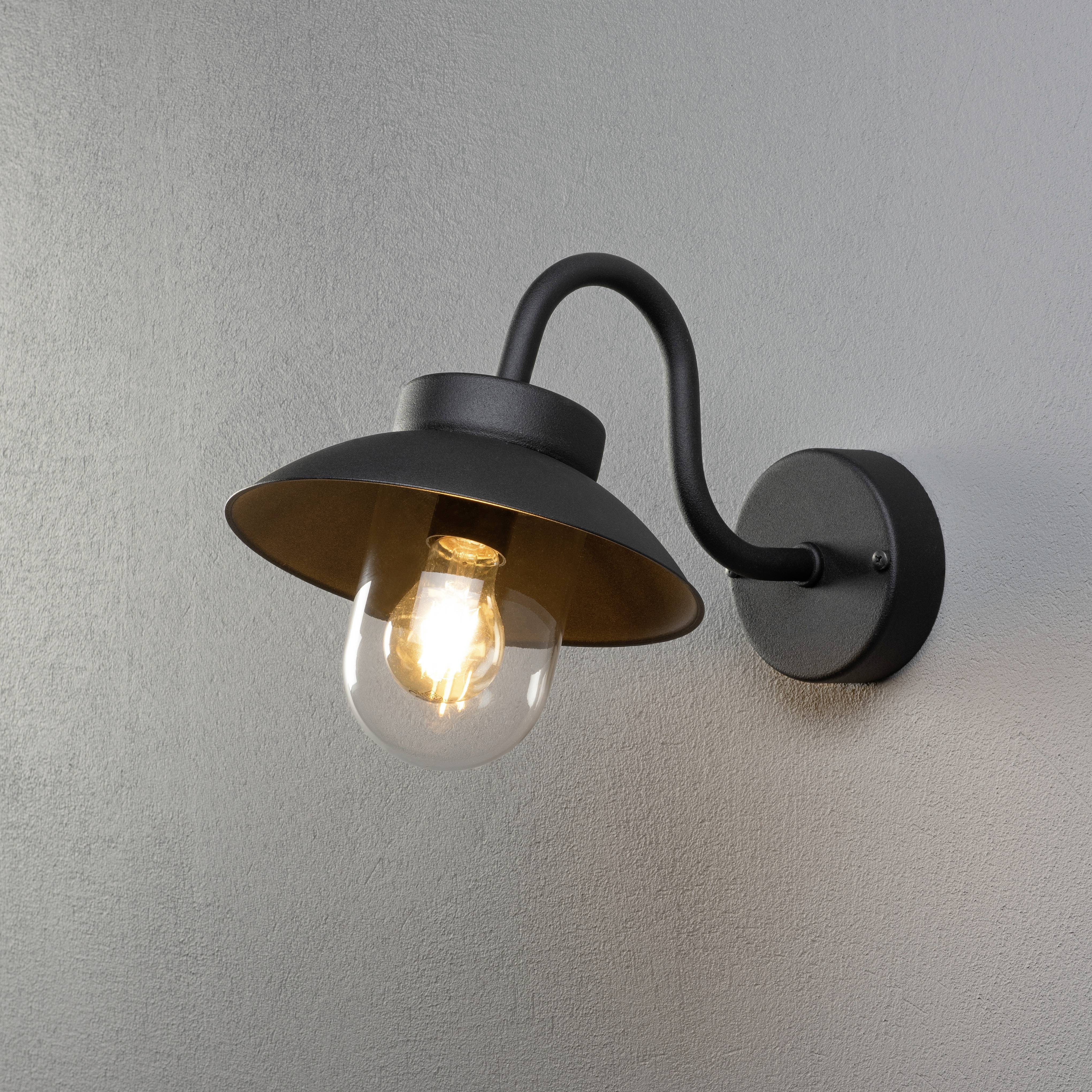 Konstsmide Vega Mini 417-750 Außenwandleuchte, Wandleuchte Energiesparlampe, Glühlampe, LED E27 Schwarz