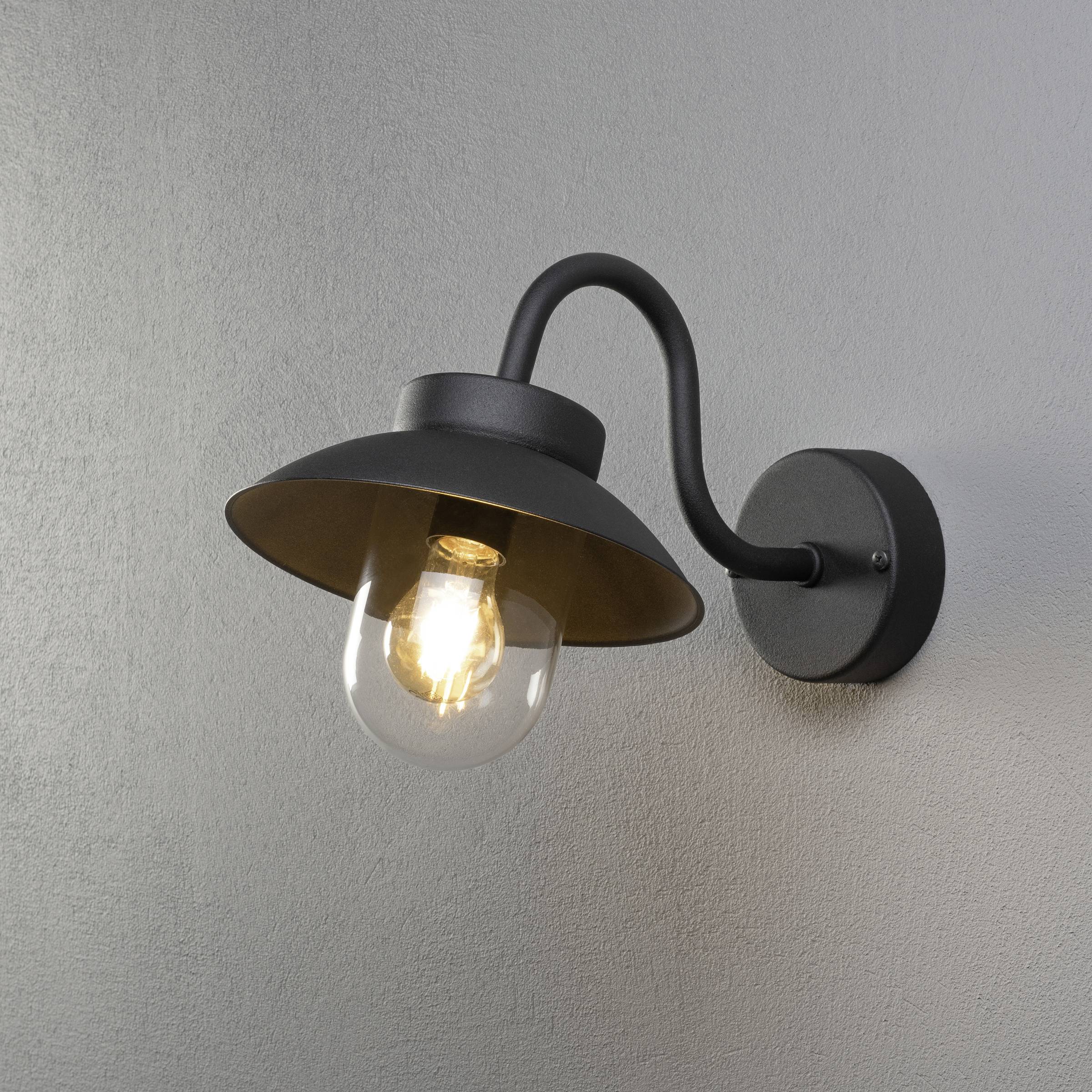 Konstsmide Vega Mini 417-750 Außenwandleuchte, Wandleuchte Energiesparlampe, Glühlampe, LED E27 Schwarz