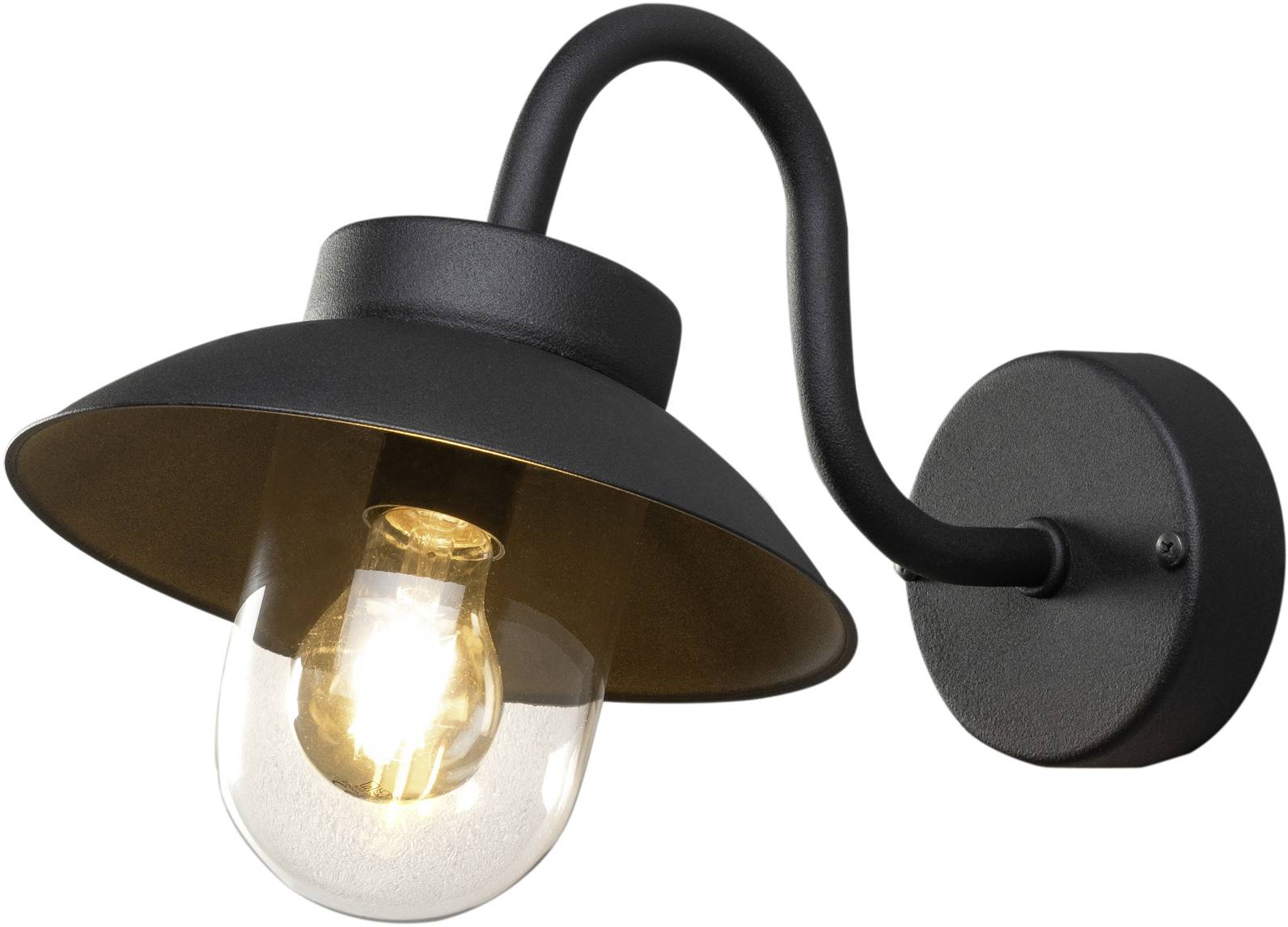 Konstsmide Vega Mini 417-750 Außenwandleuchte, Wandleuchte Energiesparlampe, Glühlampe, LED E27 Schwarz