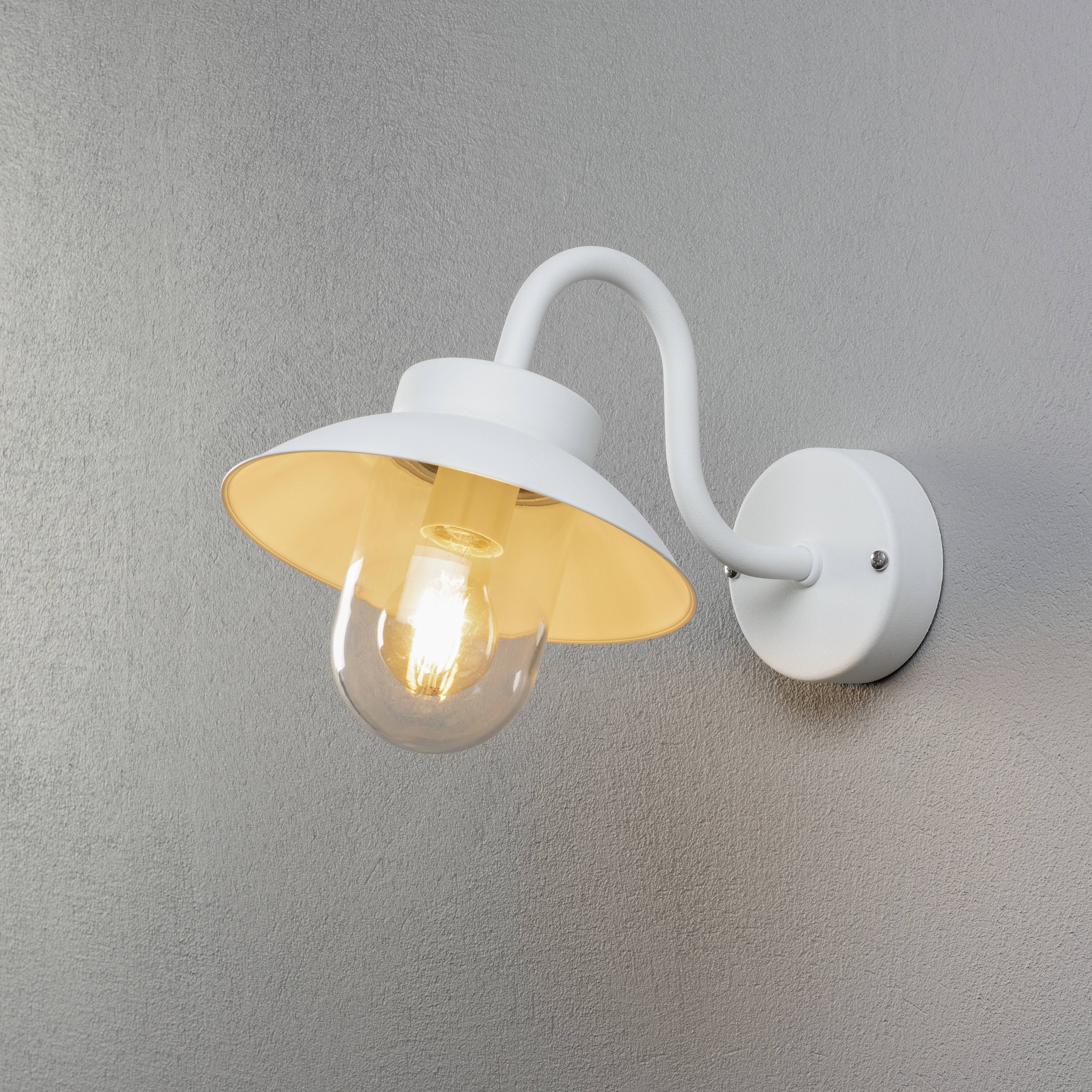 Konstsmide Vega Mini 417-250 Außenwandleuchte, Wandleuchte Energiesparlampe, Glühlampe, LED E27 Weiß