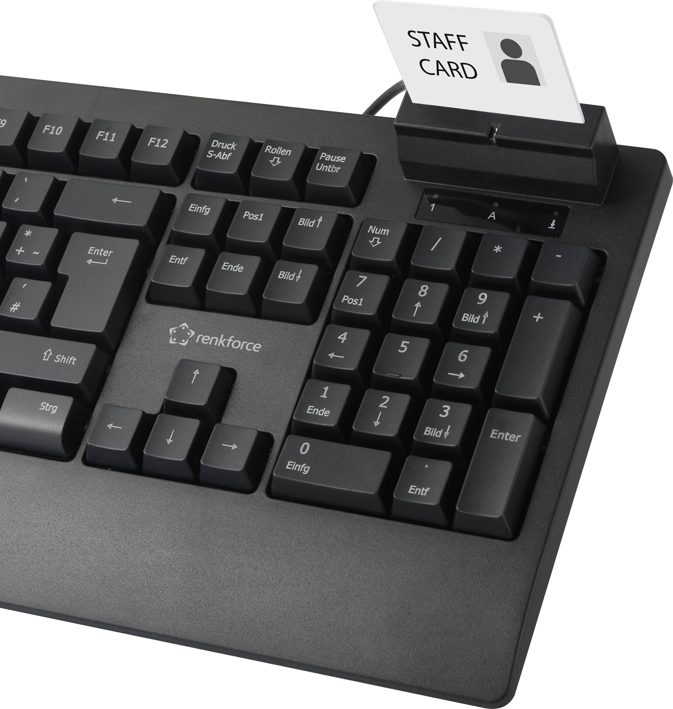 Renkforce RF-CKB-200 USB Tastatur Deutsch, QWERTZ Schwarz Chipkarten-Leser
