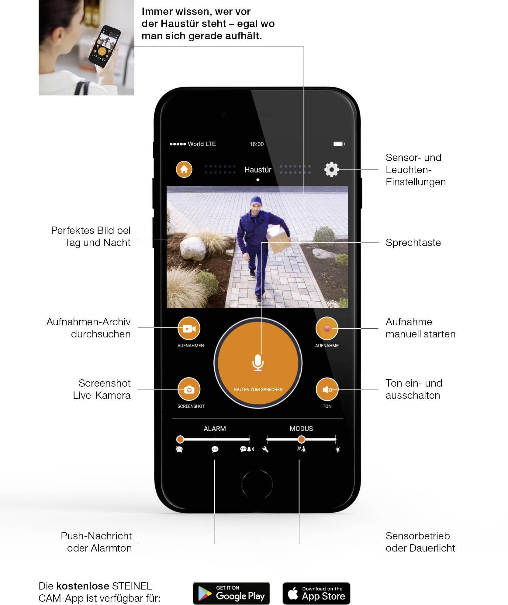 Steinel XLED CAM1 ANT 110081089 LED-Außenstrahler mit Bewegungsmelder EEK: E (A - G) 21W Leuchtfarben: Warmweiß
