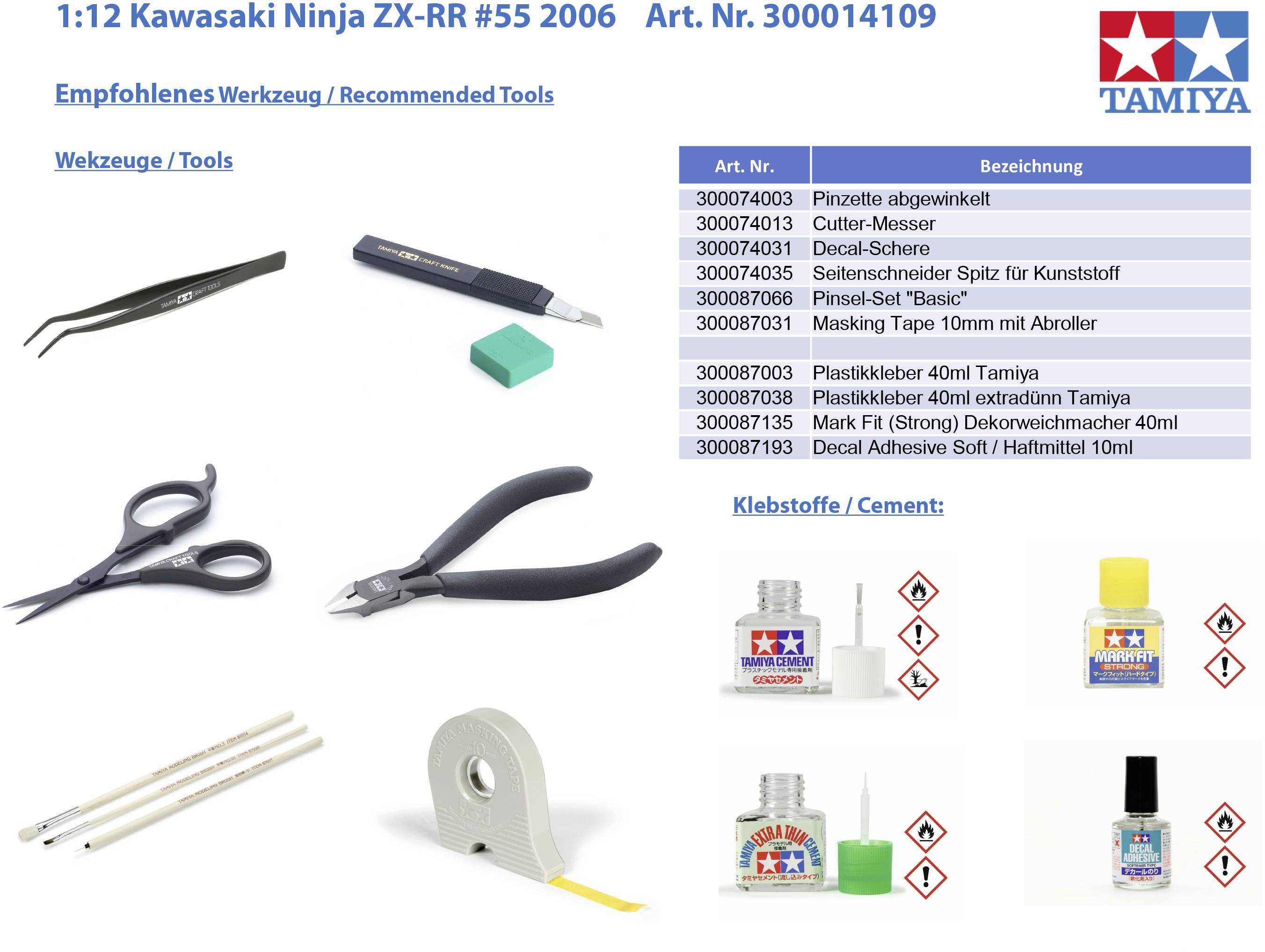 Tamiya 300014109 Kawasaki Ninja ZX-RR #55 2006 Motorradmodell Bausatz 1:12
