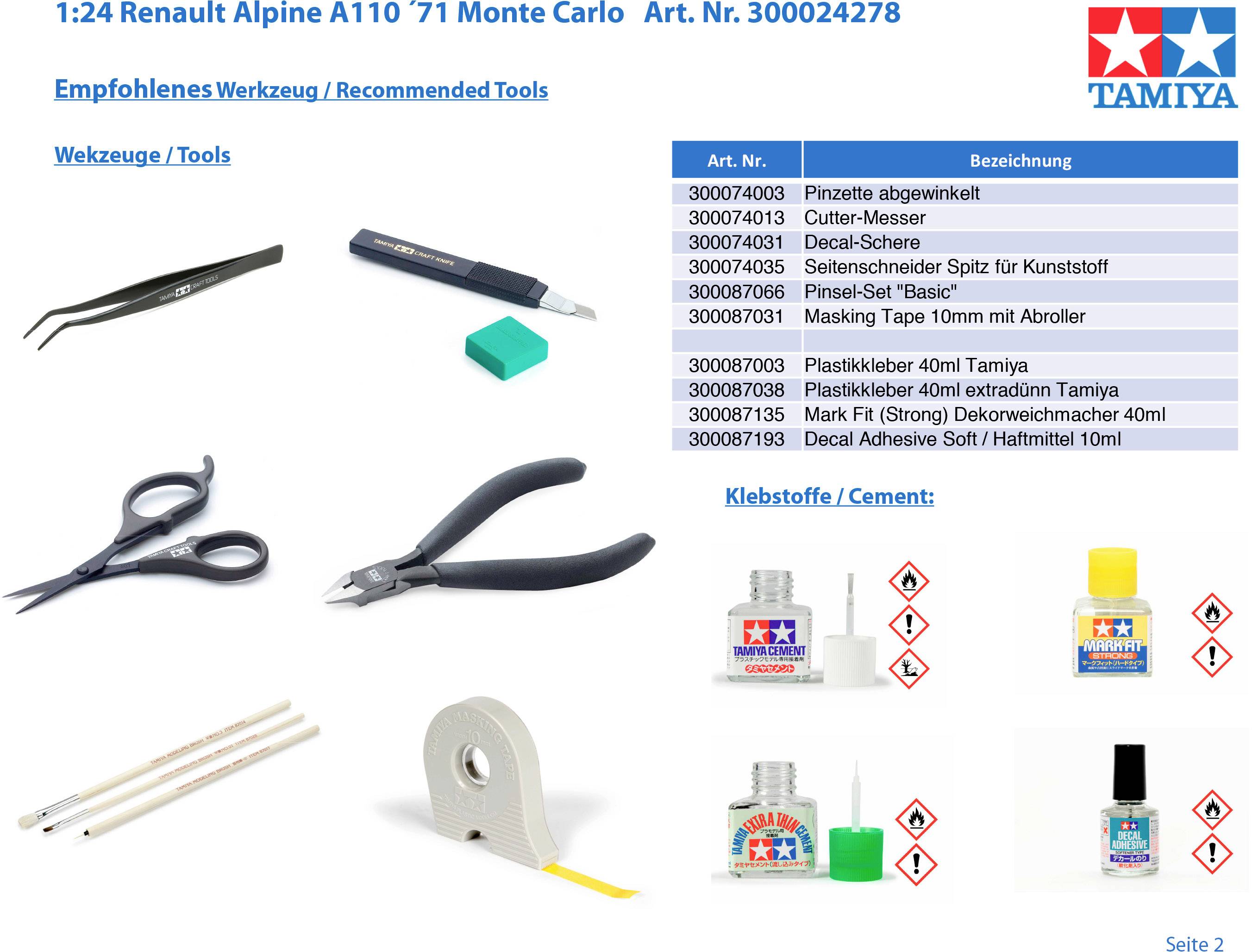 Tamiya 300024278 Renault Alpine A110 ´71 Monte Carlo Automodell Bausatz 1:24