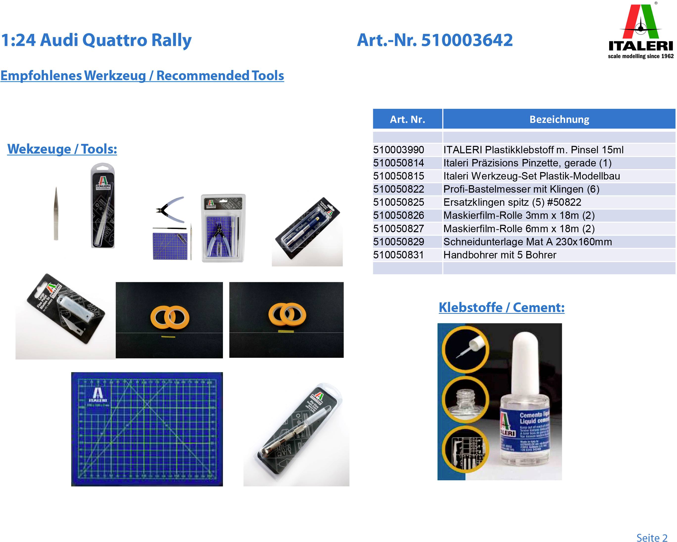 Italeri 3642 Audi Quattro Rally Automodell Bausatz 1:24