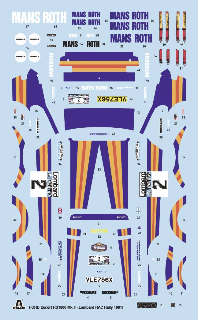 Italeri 3650 Ford Escort RS 1800 MK.II Lombard Automodell Bausatz 1:24