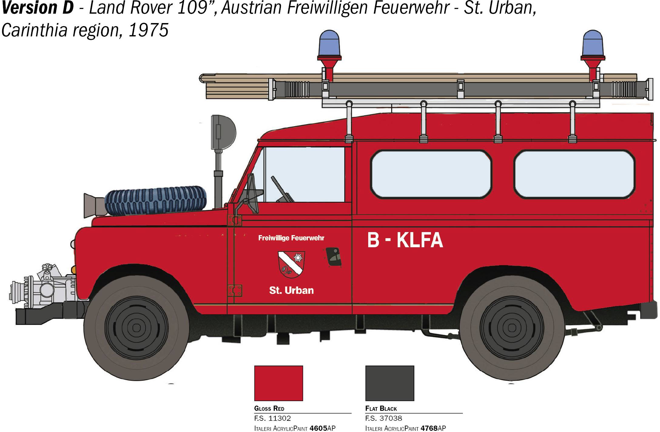 Italeri 3660 Land Rover Fire Truck Automodell Bausatz 1:24