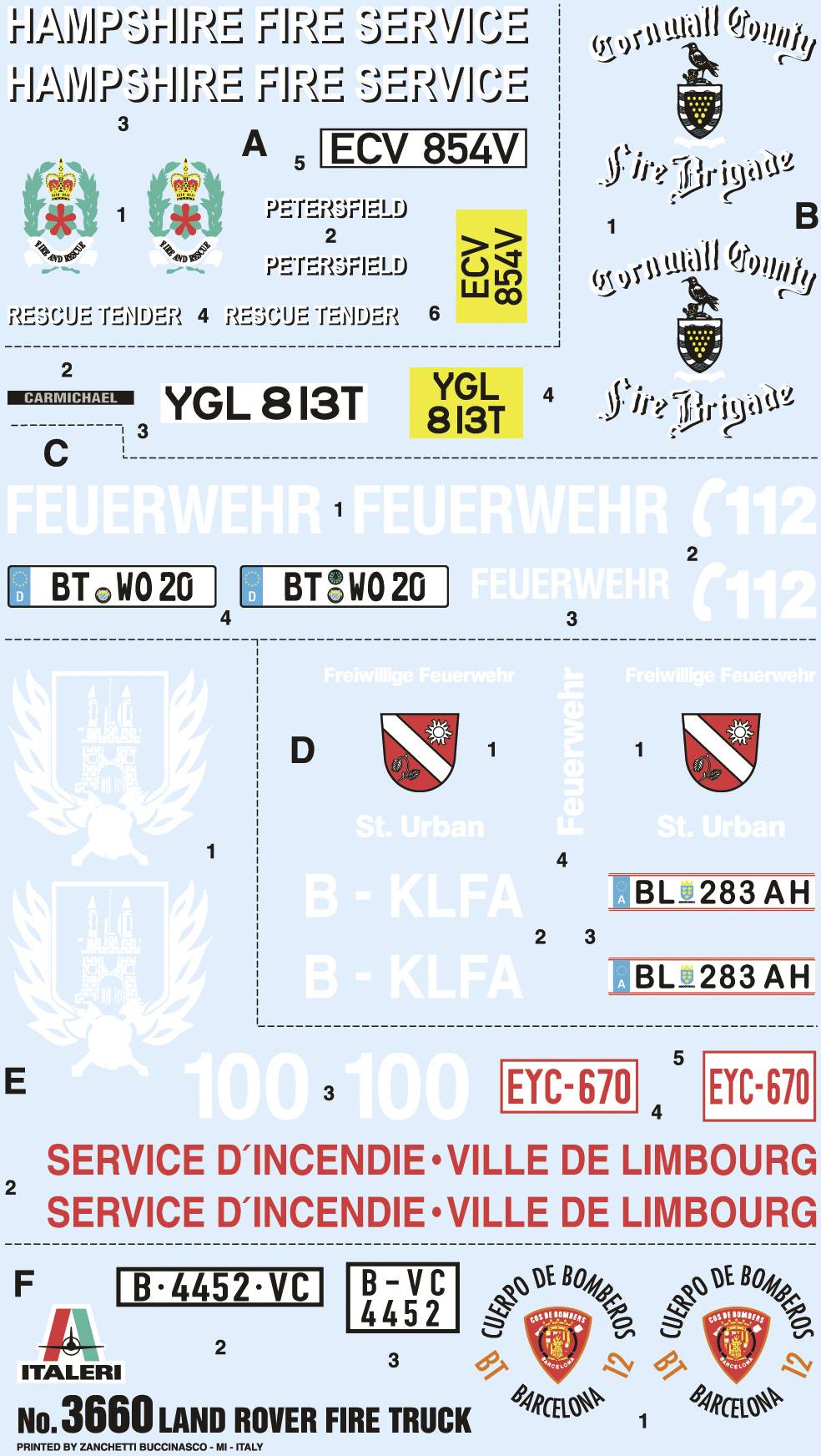 Italeri 3660 Land Rover Fire Truck Automodell Bausatz 1:24