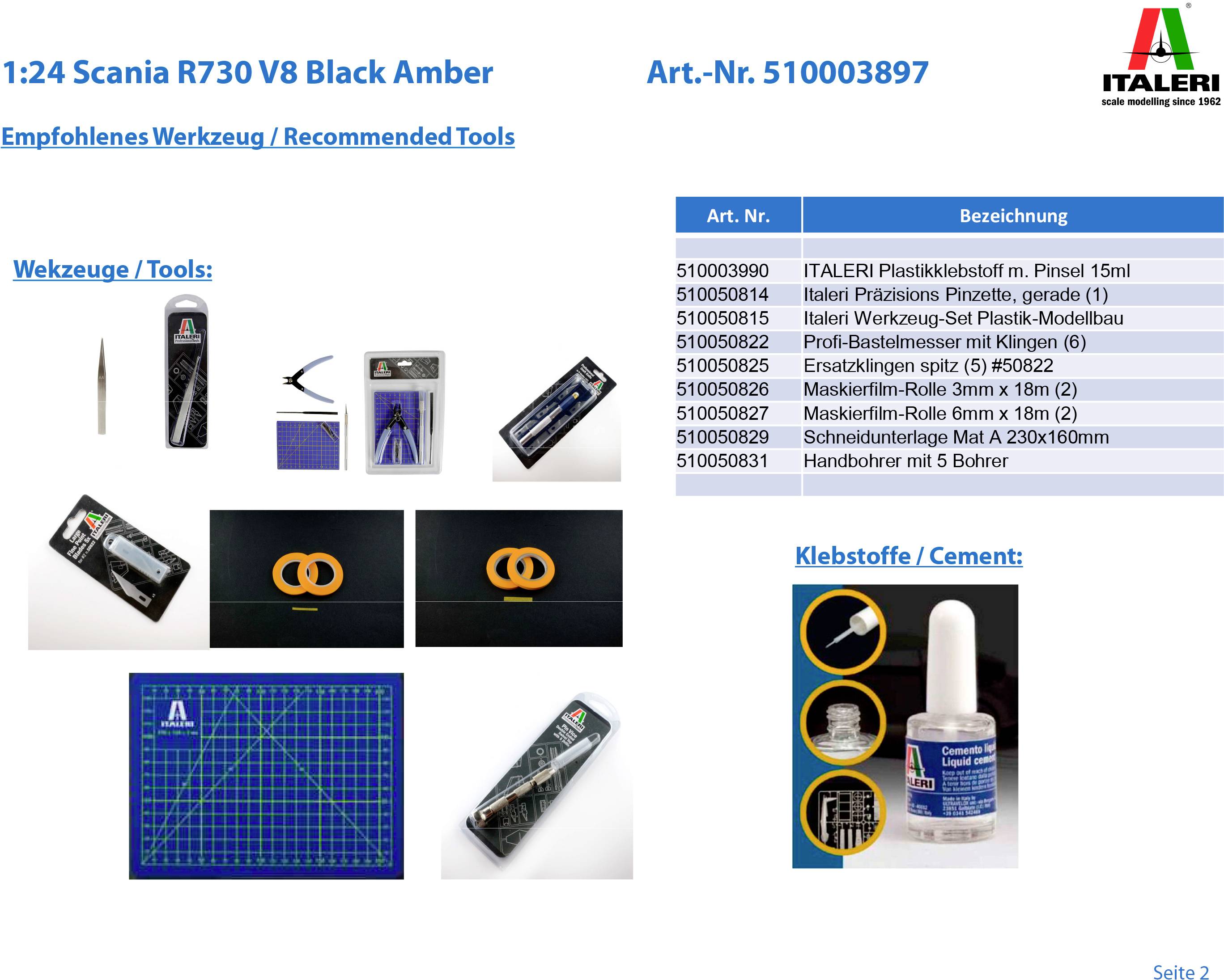 Italeri 3897 Scania R730 V8 Black Amber Truckmodell Bausatz 1:24