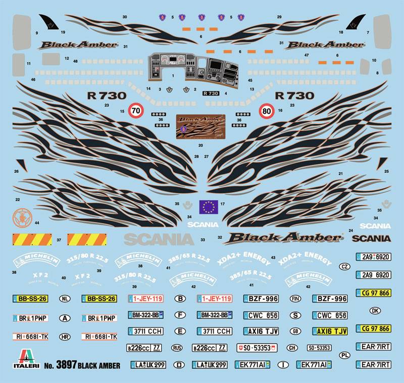 Italeri 3897 Scania R730 V8 Black Amber Truckmodell Bausatz 1:24