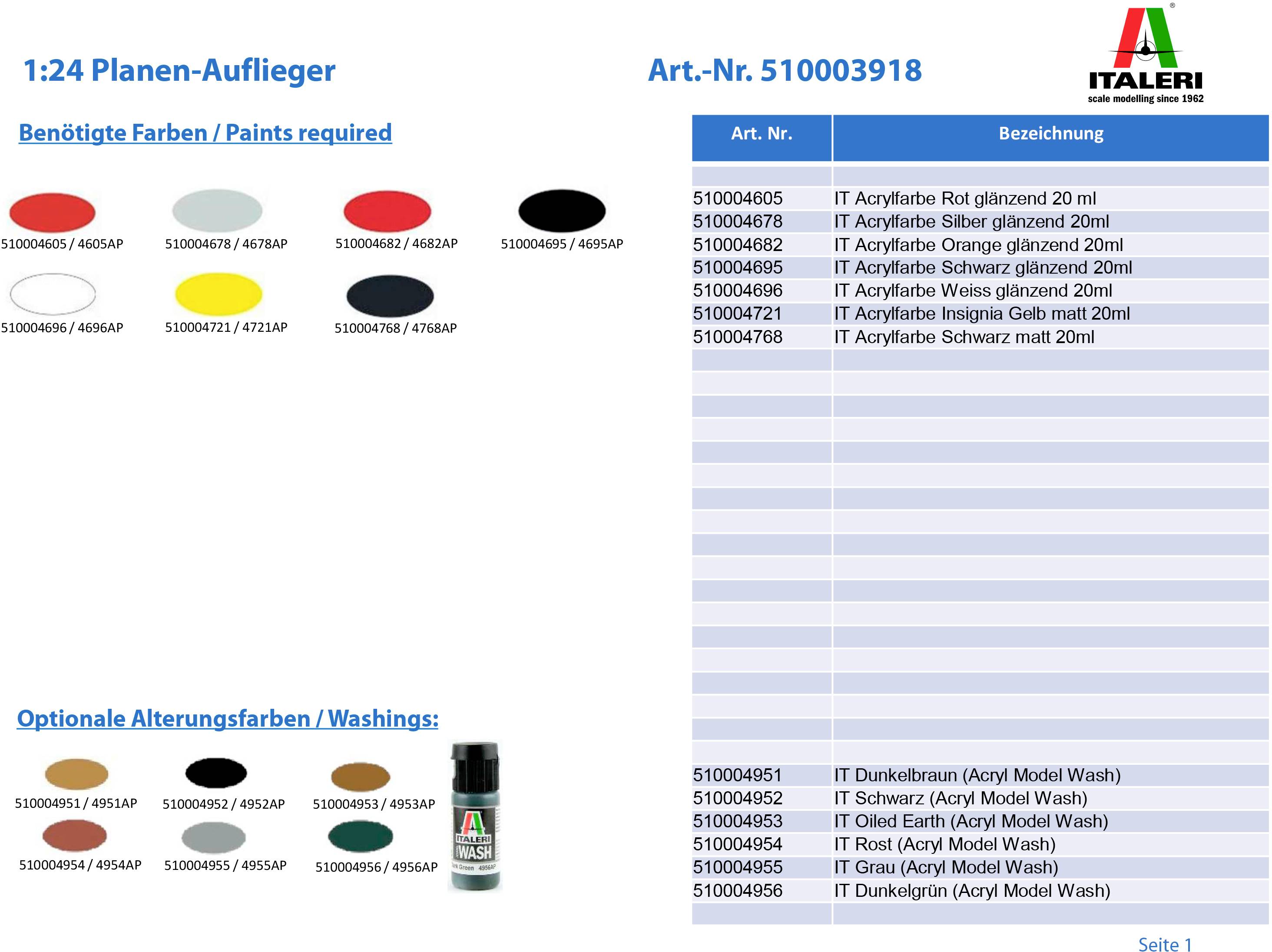 Italeri 3918 Planen-Auflieger Truckmodell Bausatz 1:24