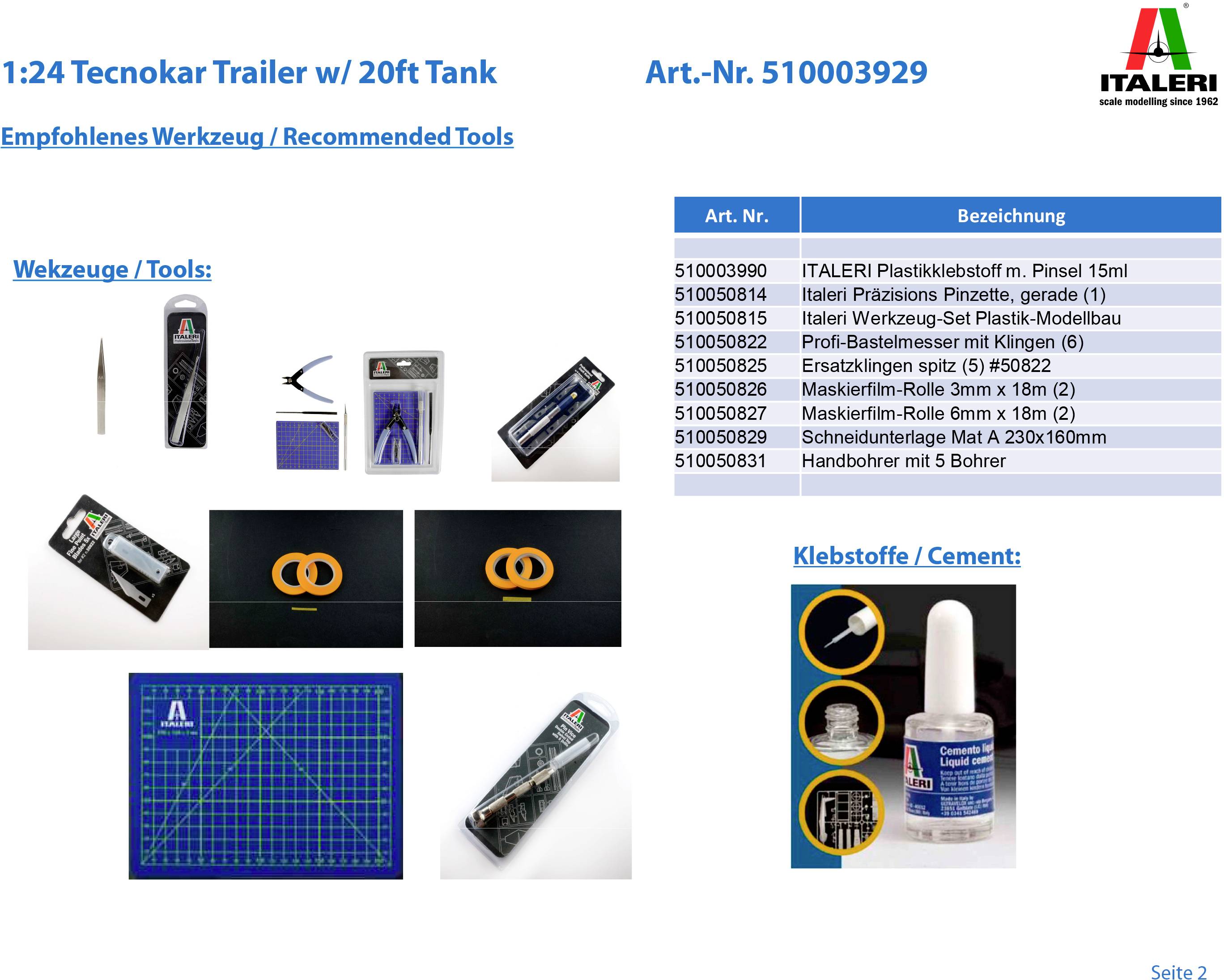Italeri 3929 Tecnokar Trailer w/ 20ft Tank Truckmodell Bausatz 1:24