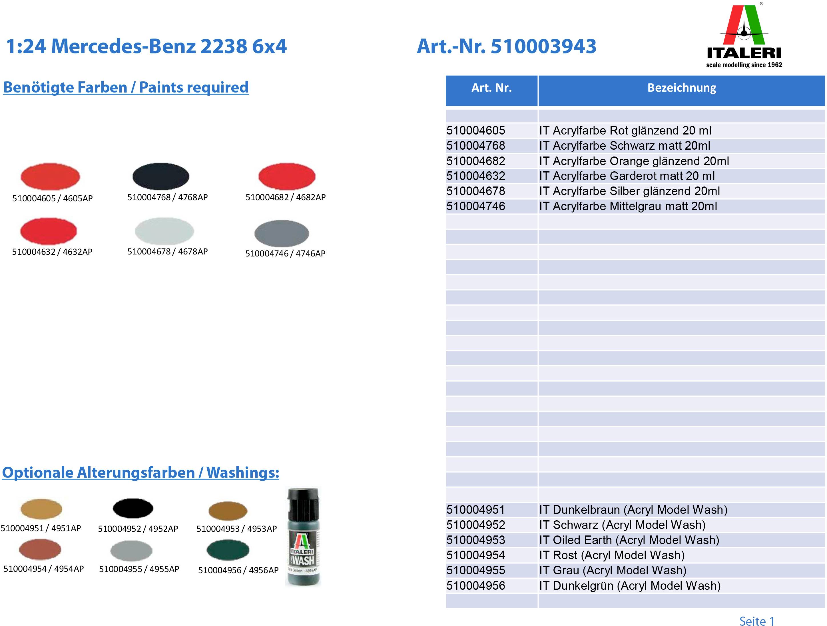 Italeri 3943 Mercedes-Benz 2238 6x4 Truckmodell Bausatz 1:24