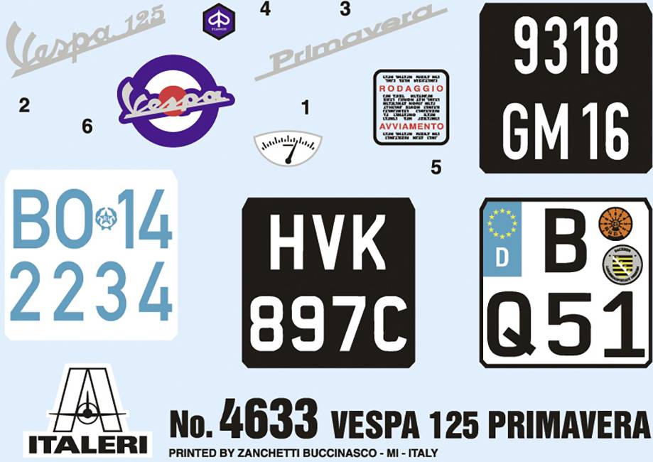 Italeri 4633 Vespa 125 "Primavera" Motorradmodell Bausatz 1:9