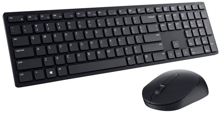 Dell Pro KM5221W Funk Tastatur, Maus-Set US-Englisch, QWERTY Schwarz