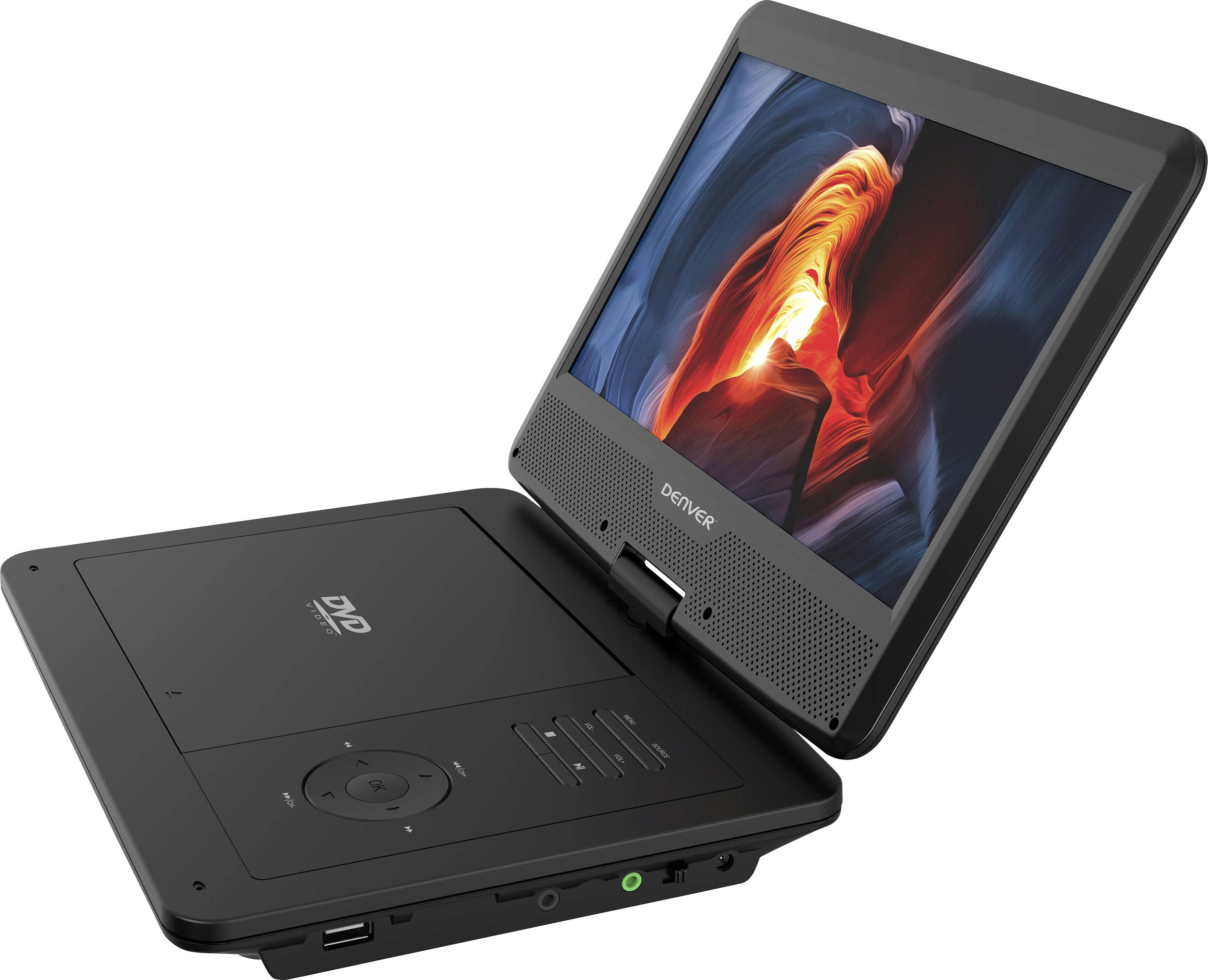 Denver MT-1087T2H Tragbarer TV mit DVD-Player 25 cm 10.1 Zoll EEK: E (A - G) Akkubetrieb, inkl. DVB-T Antenne, inkl. 12 V Kfz-Anschlusskabel, mit