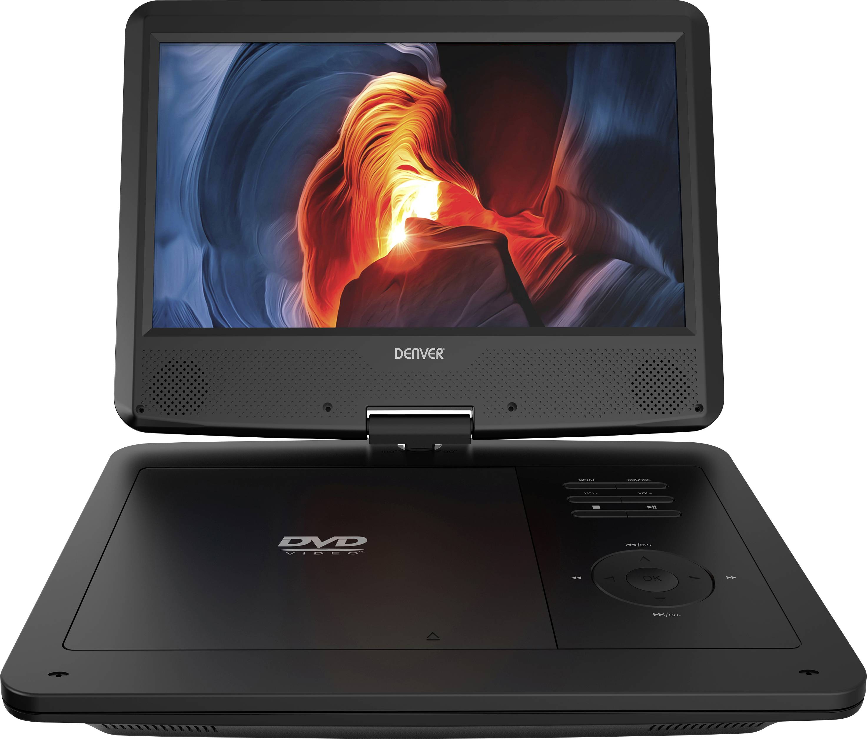 Denver MT-1087T2H Tragbarer TV mit DVD-Player 25 cm 10.1 Zoll EEK: E (A - G) Akkubetrieb, inkl. DVB-T Antenne, inkl. 12 V Kfz-Anschlusskabel, mit