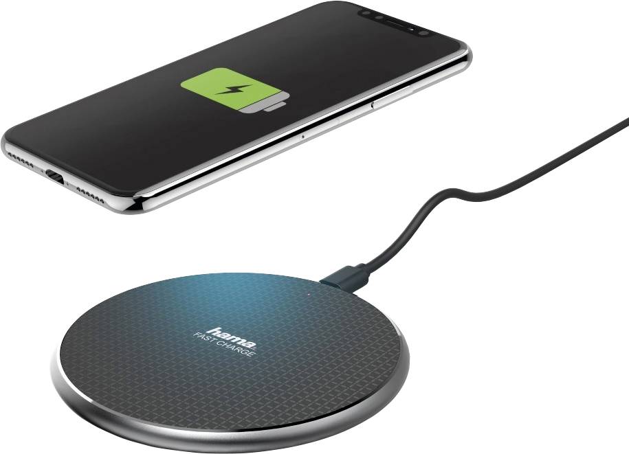 Hama Induktions-Ladegerät 2000 mA QI-FC10 188318 Ausgänge Induktionslade-Standard Schwarz