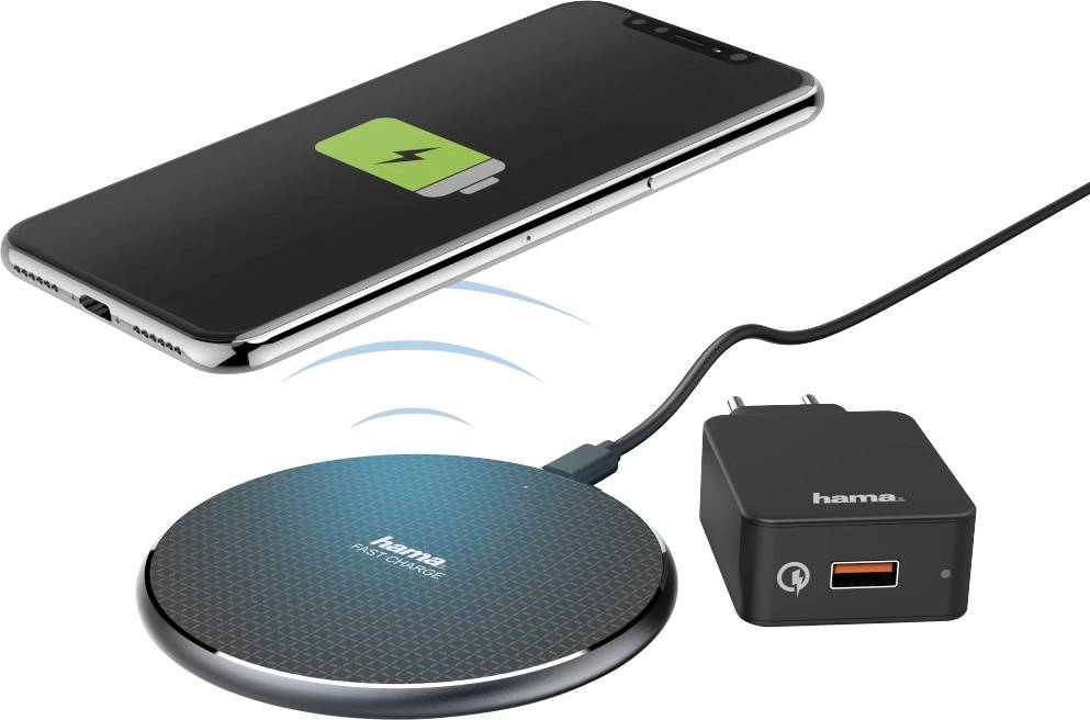 Hama Induktions-Ladegerät QI-FC10 Set 188322 Ausgänge Induktionslade-Standard Schwarz