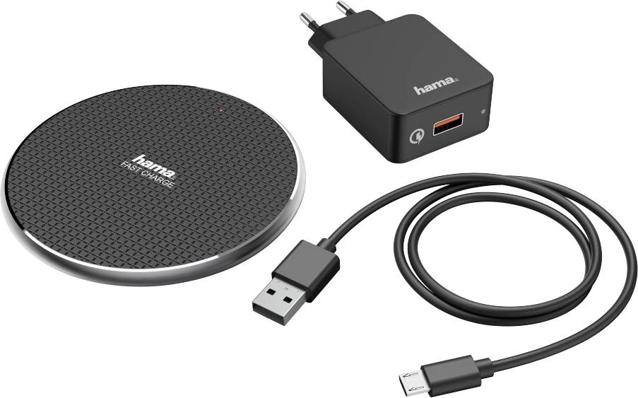 Hama Induktions-Ladegerät QI-FC10 Set 188322 Ausgänge Induktionslade-Standard Schwarz