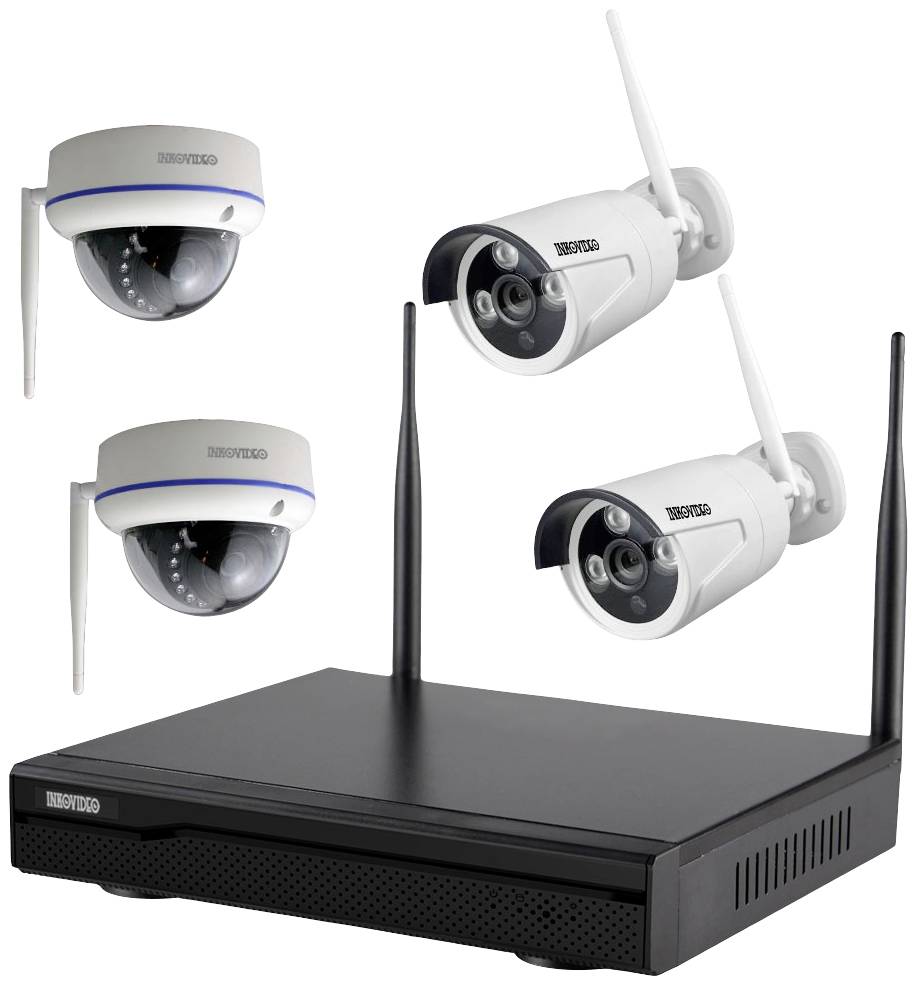 Inkovideo INKO-22M-D in22md WLAN IP-Überwachungskamera-Set 4-Kanal mit 4 Kameras 1920 x 1080 Pixel