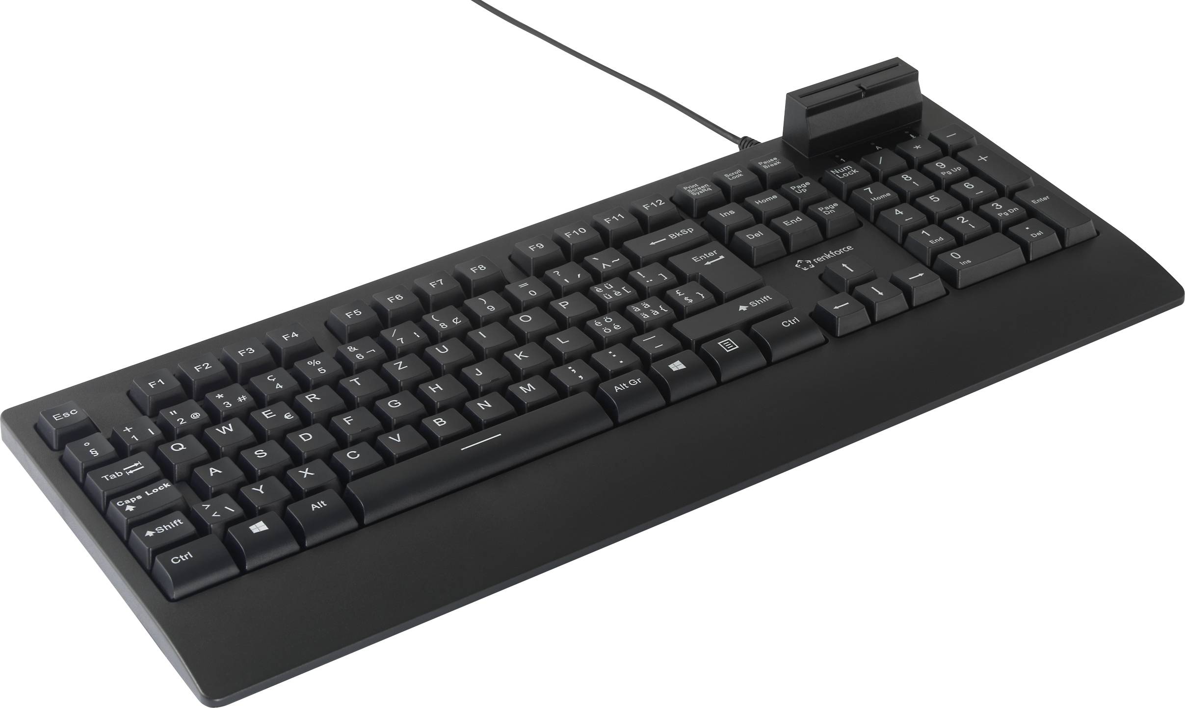 Renkforce RF-CKB-201 USB Tastatur Schweiz, QWERTZ Schwarz Chipkarten-Leser