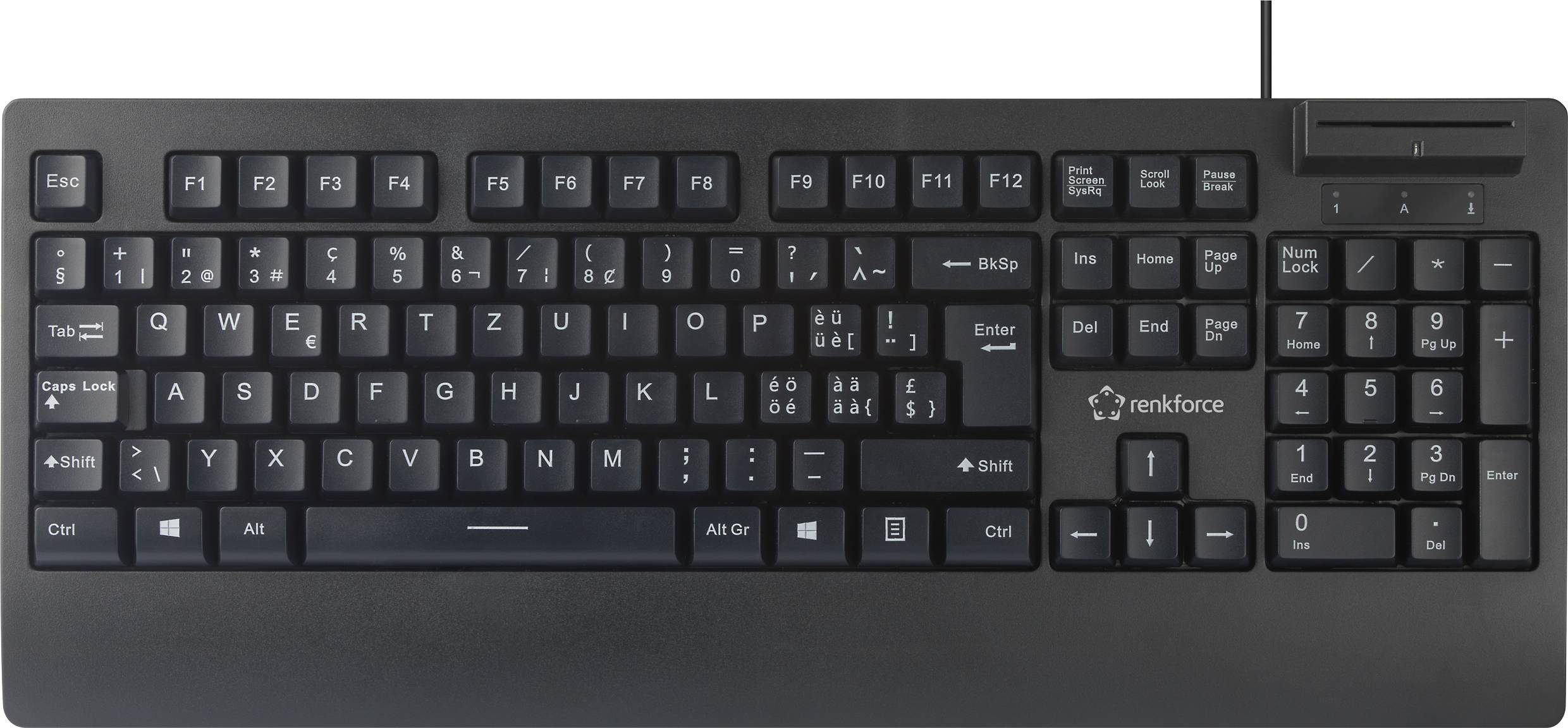 Renkforce RF-CKB-201 USB Tastatur Schweiz, QWERTZ Schwarz Chipkarten-Leser