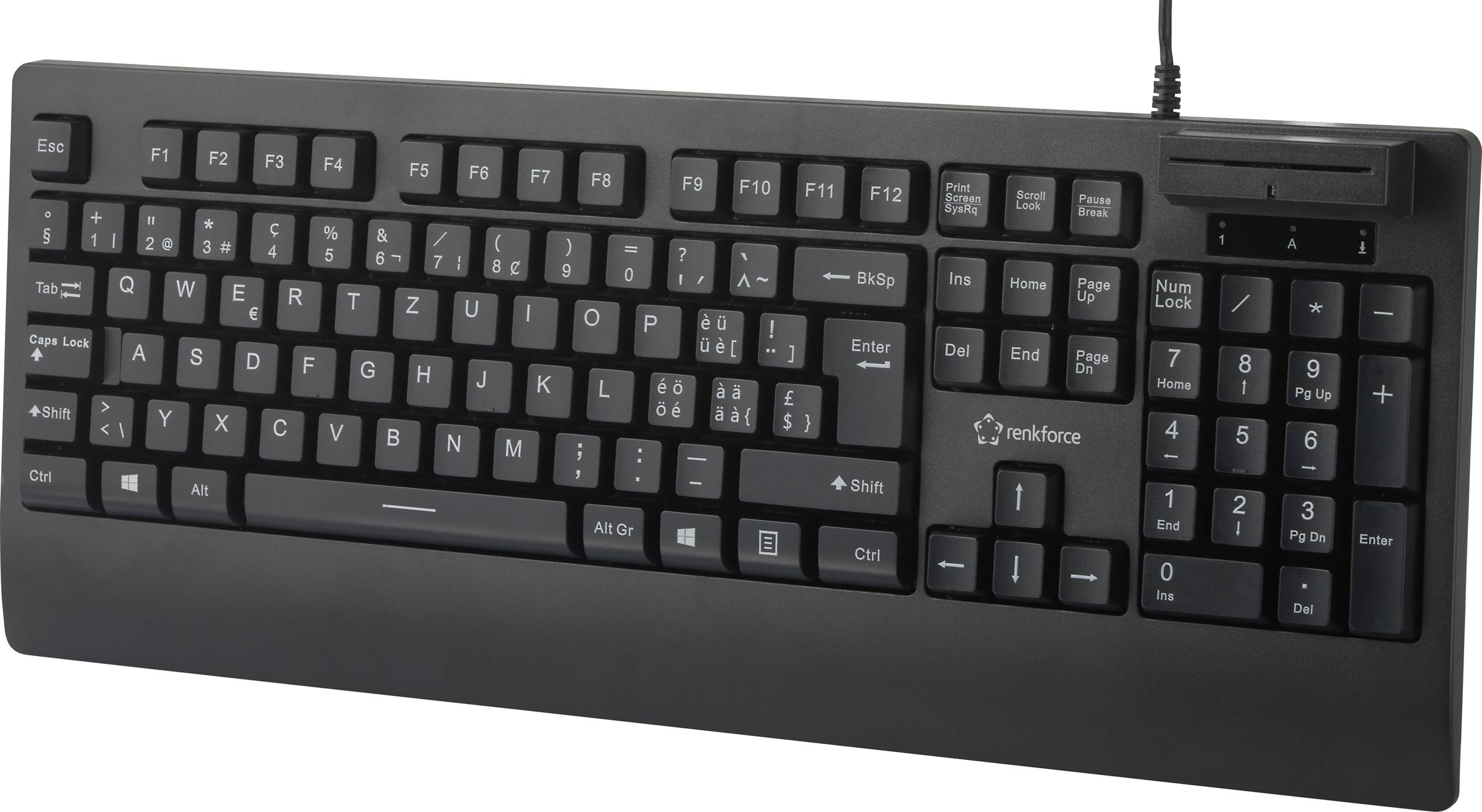 Renkforce RF-CKB-201 USB Tastatur Schweiz, QWERTZ Schwarz Chipkarten-Leser