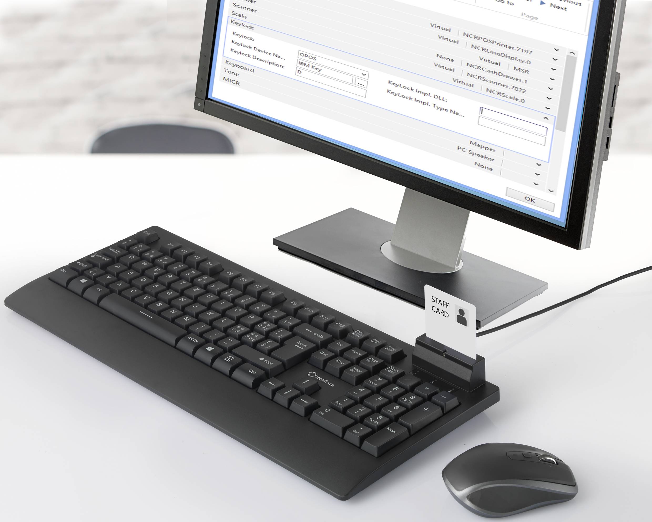 Renkforce RF-CKB-201 USB Tastatur Schweiz, QWERTZ Schwarz Chipkarten-Leser