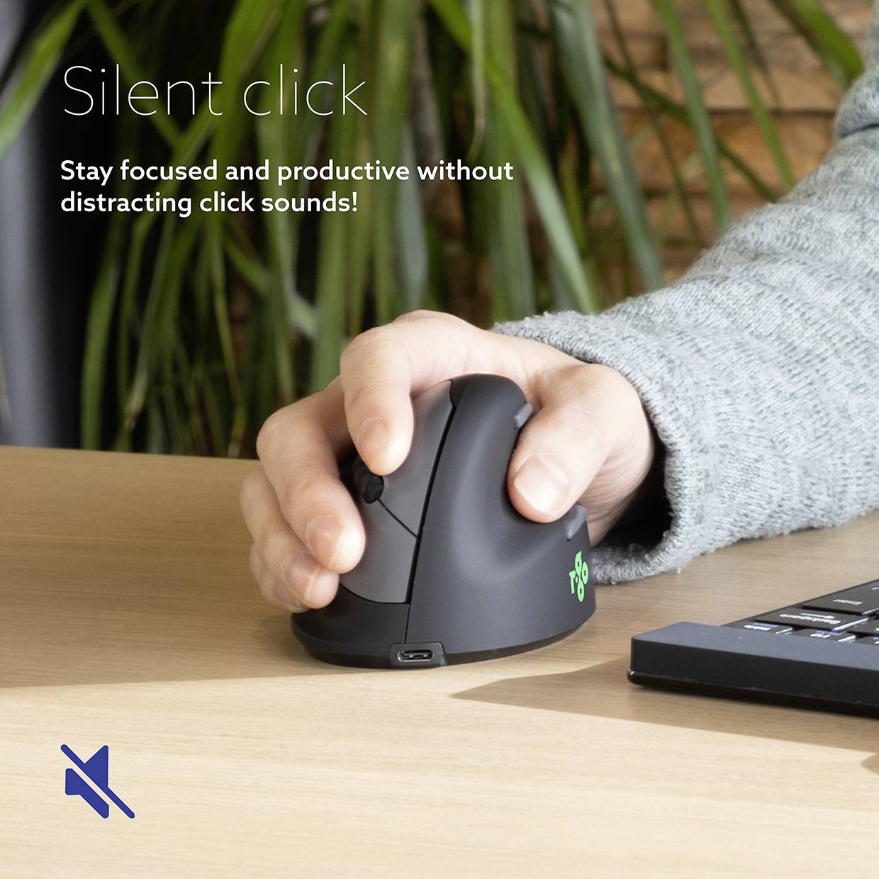 R-GO Tools HE (RGOHELAWL) Ergonomische Maus Funk Größe: L Optisch Schwarz/Silber 5 Tasten 2500 dpi Ergonomisch, Wiederaufladbar, USB-Anschluss, In