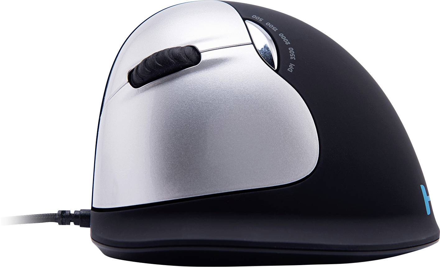 R-GO Tools HE (RGOHELELA) Ergonomische Maus USB Größe: L Schwarz/Silber 5 Tasten 500 dpi, 1500 dpi, 2000 dpi, 3500 dpi Ergonomisch
